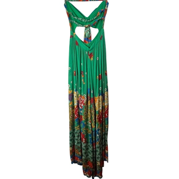 Free People Bali Birds of Paradise Floral Flowy Strapless Wide Leg Jumpsuit SZ S - Picture 6 of 15